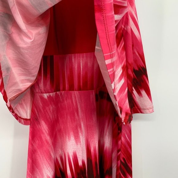 Maggy London Dress Pink Abstract Braided Halter Neck Sleeveless Tiered - Picture 4 of 10